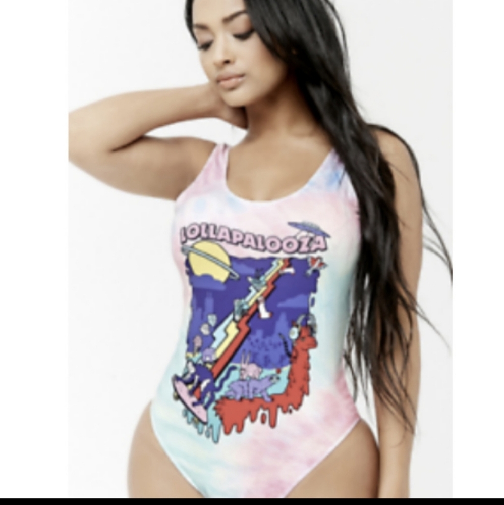 Forever 21 Lollapalooza One Piece Bathing Suit Size Small